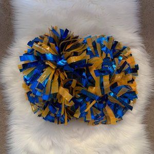 Blue/Gold Metallic Pom Poms